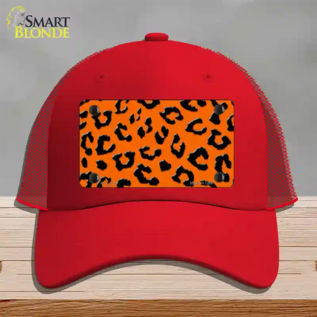 Orange Black Cheetah Novelty License Plate Hat Mesh / Red