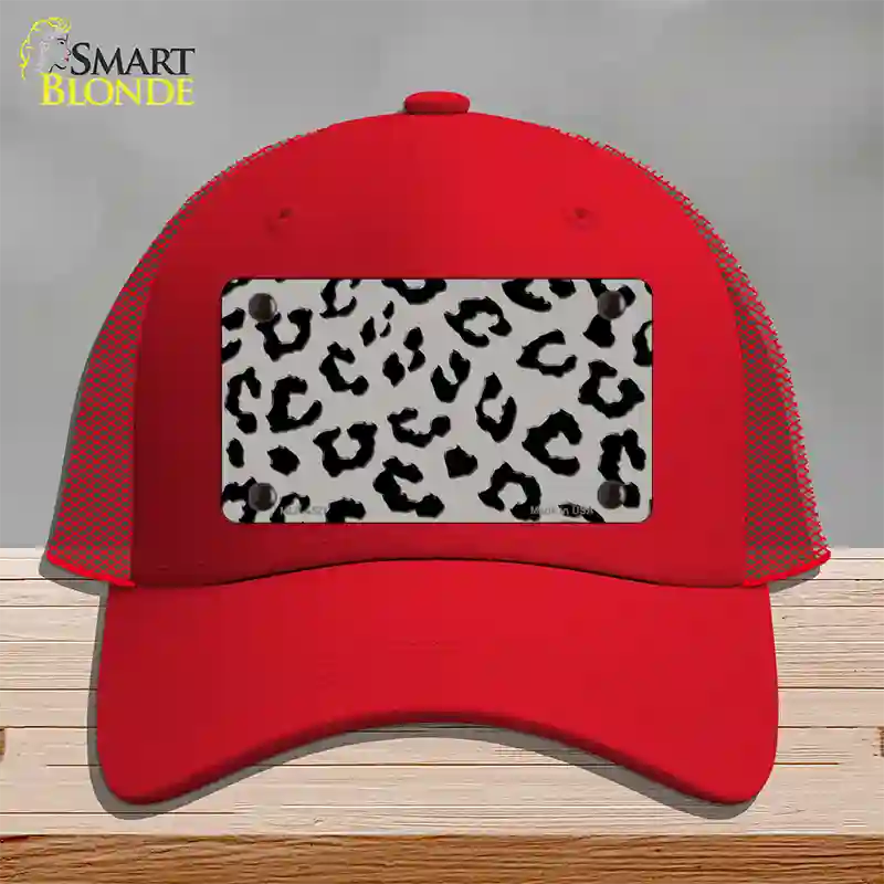 Grey Black Cheetah Novelty License Plate Hat Mesh / Red