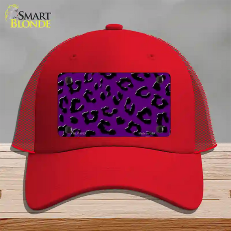 Purple Black Cheetah Novelty License Plate Hat Mesh / Red