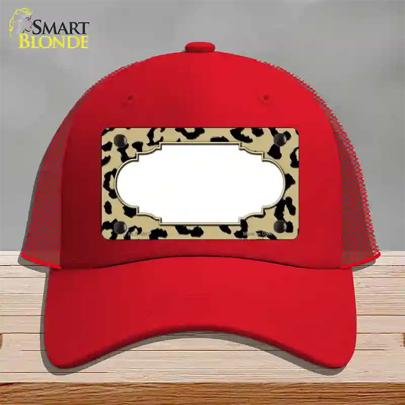 Gold Black Cheetah Scallop Novelty License Plate Hat Mesh / Red