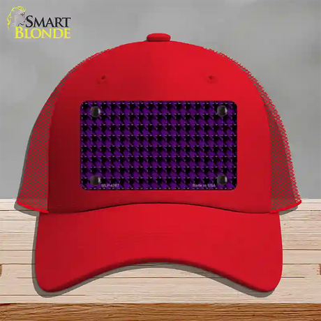 Purple Black Houndstooth Novelty License Plate Hat Mesh / Red