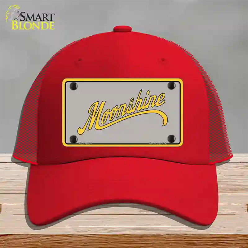 Moonshine Novelty License Plate Hat Mesh / Red