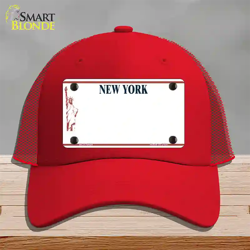 New York State Blank Novelty License Plate Hat Mesh / Red