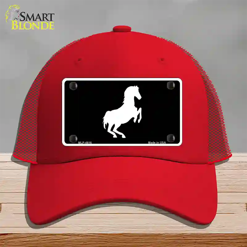 Horse Novelty License Plate Hat Mesh / Red