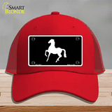 Horse Prancing Novelty License Plate Hat Mesh / Red