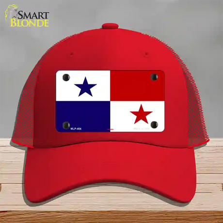 Panama Flag Novelty License Plate Hat Mesh / Red