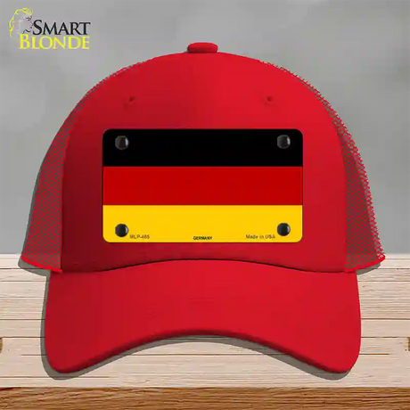 Germany Flag Novelty License Plate Hat Mesh / Red