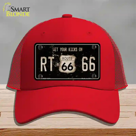 Route 66 Get Your Kicks Novelty License Plate Hat Mesh / Red