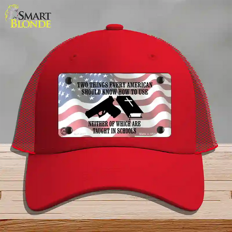 Every American Should Know Novelty License Plate Hat Mesh / Red