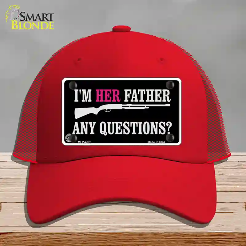 Im Her Father Novelty License Plate Hat Mesh / Red