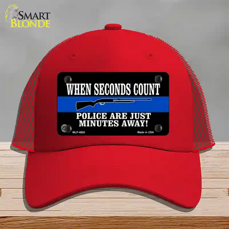 Police Are Just Minutes Away Novelty License Plate Hat Mesh / Red