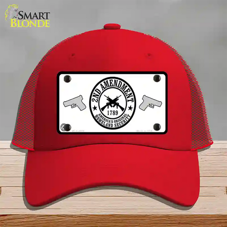 2nd Amendment Novelty License Plate Hat Mesh / Red