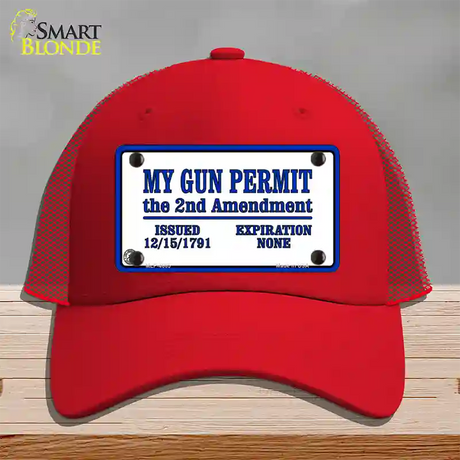 My Gun Permit Novelty License Plate Hat Mesh / Red