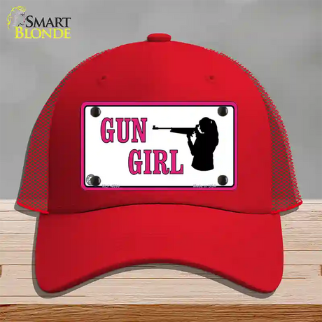 Gun Girl Novelty License Plate Hat Mesh / Red