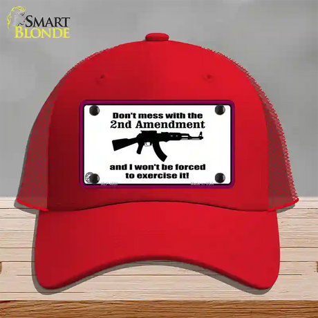 I Wont Be Forced To Use It Novelty License Plate Hat Mesh / Red