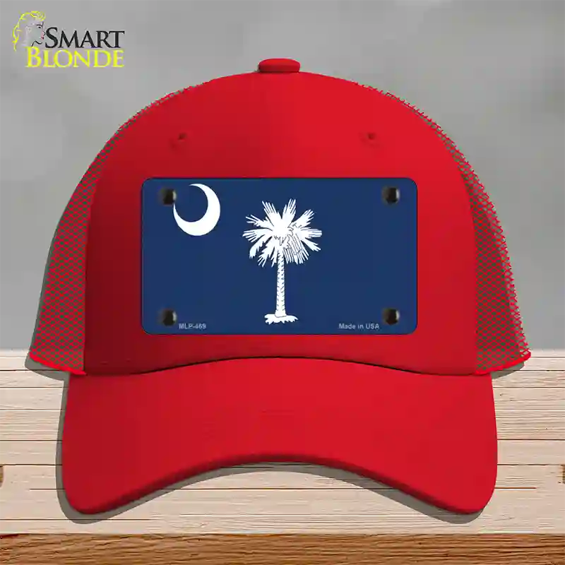 South Carolina State Flag Novelty License Plate Hat Mesh / Red