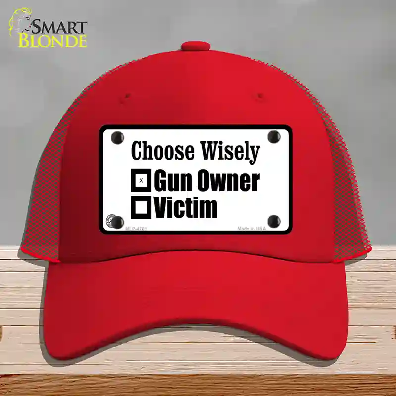 Choose Wisely Novelty License Plate Hat Mesh / Red