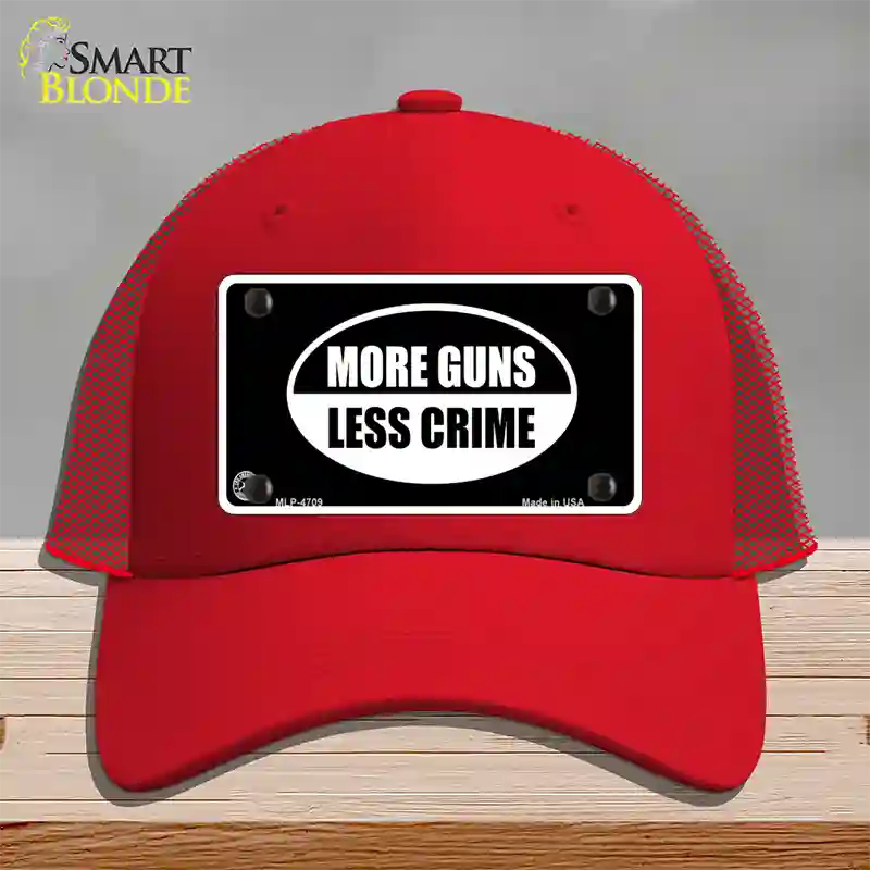 More Guns Less Crime Novelty License Plate Hat Mesh / Red