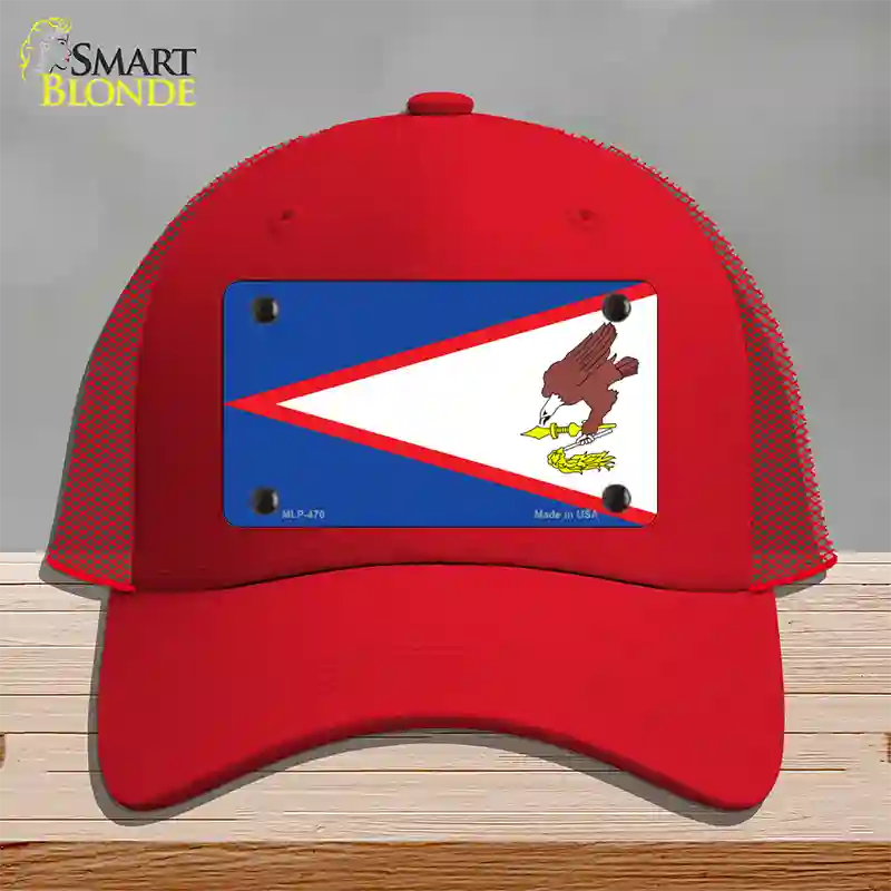 American Samoa Flag Novelty License Plate Hat Mesh / Red