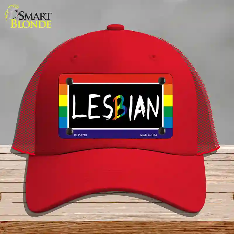 Lesbian Novelty License Plate Hat Mesh / Red