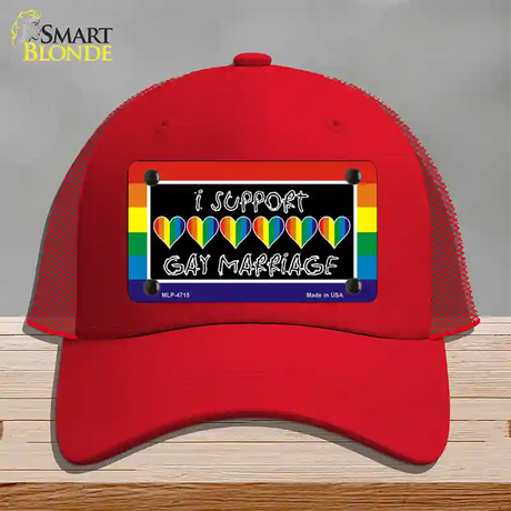 Support Gay Marriage Novelty License Plate Hat Mesh / Red