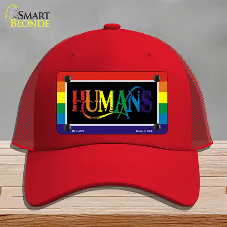 Humans Novelty License Plate Hat Mesh / Red