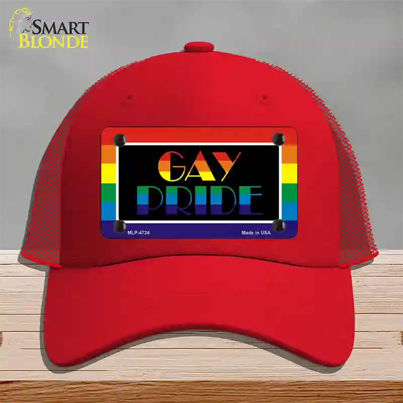 Gay Pride Novelty License Plate Hat Mesh / Red