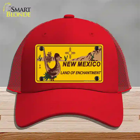 Roadrunner New Mexico Novelty License Plate Hat Mesh / Red