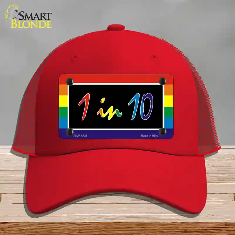 1 In 10 Novelty License Plate Hat Mesh / Red