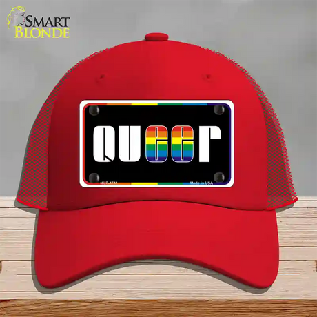 Queer Novelty License Plate Hat Mesh / Red