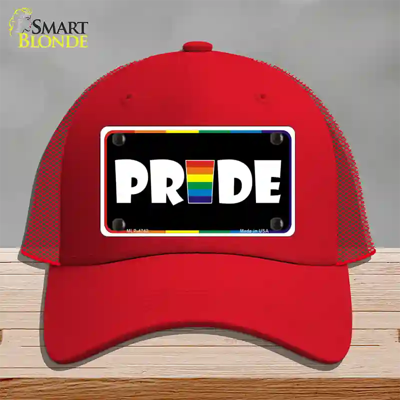 Pride Novelty License Plate Hat Mesh / Red