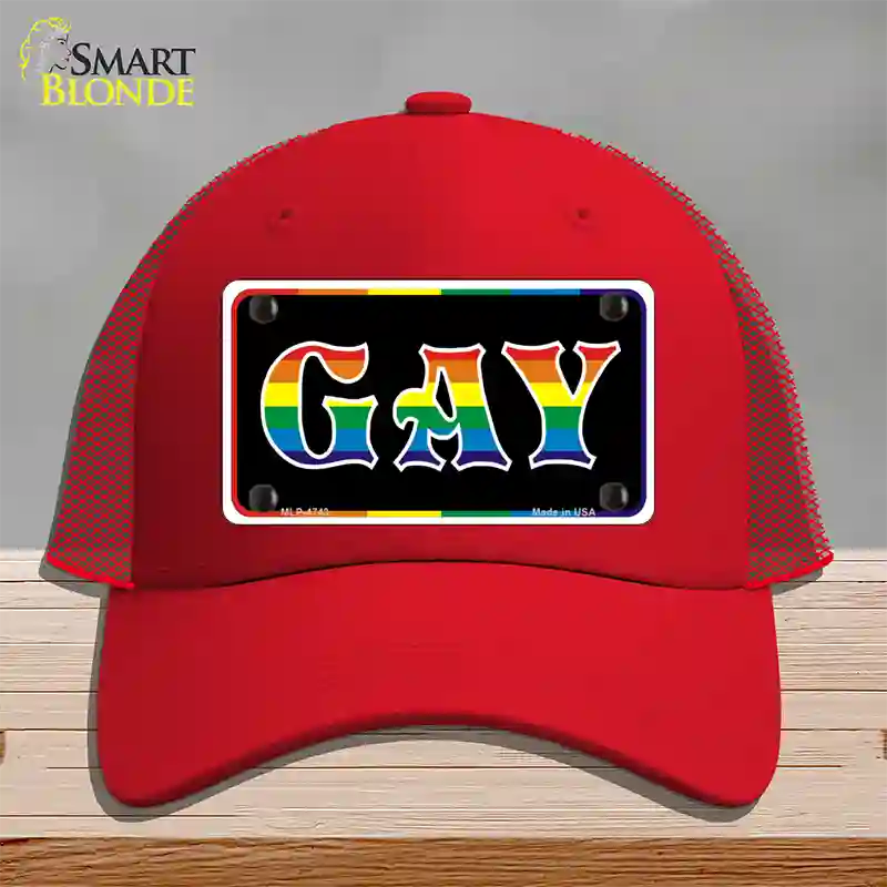 Gay Novelty License Plate Hat Mesh / Red