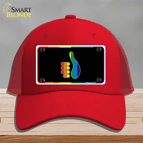 Thumbs Up Novelty License Plate Hat Mesh / Red