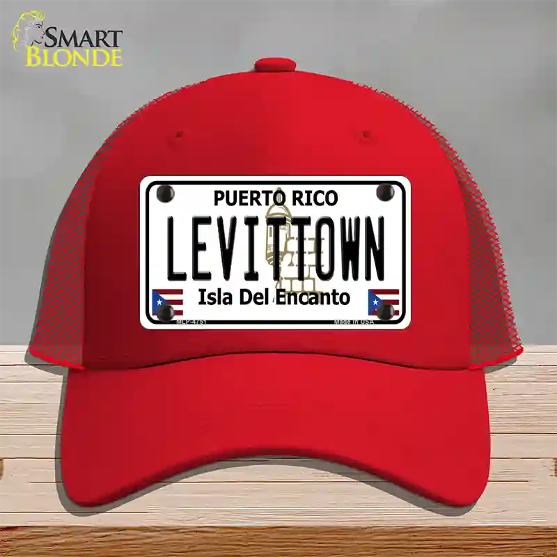 Levittown Puerto Rico Novelty License Plate Hat Mesh / Red