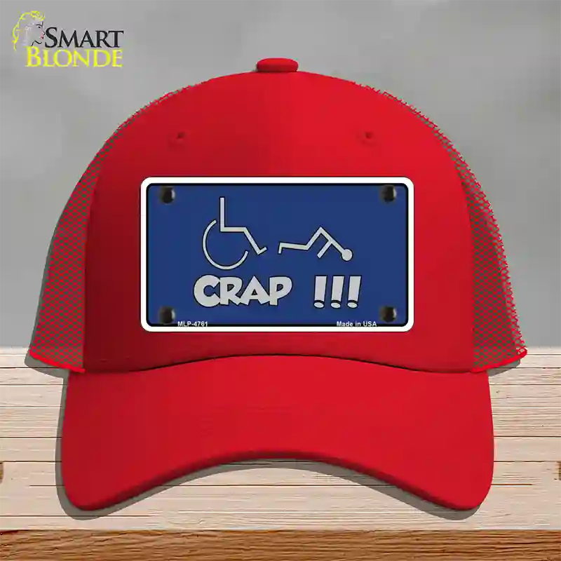 Handicap Crap Logo Novelty License Plate Hat Mesh / Red