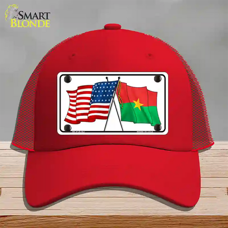 United States Burkina Faso Crossed Flags Novelty License Plate Hat Sign Mesh / Red