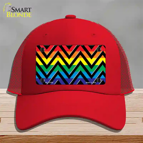 Rainbow Black Chevron Novelty License Plate Hat Mesh / Red