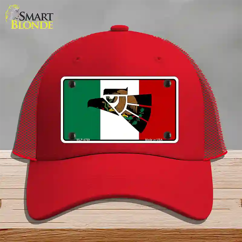 Made In Mexico Flag Novelty License Plate Hat Mesh / Red