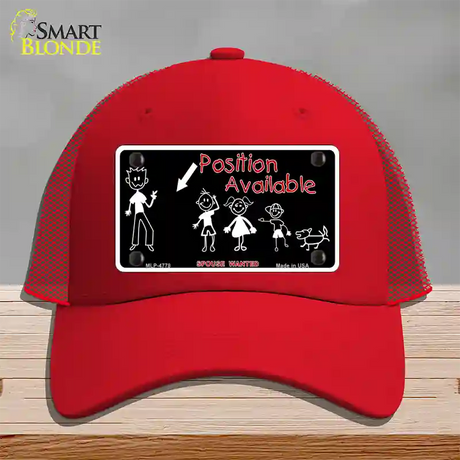 Position Available Novelty License Plate Hat Mesh / Red