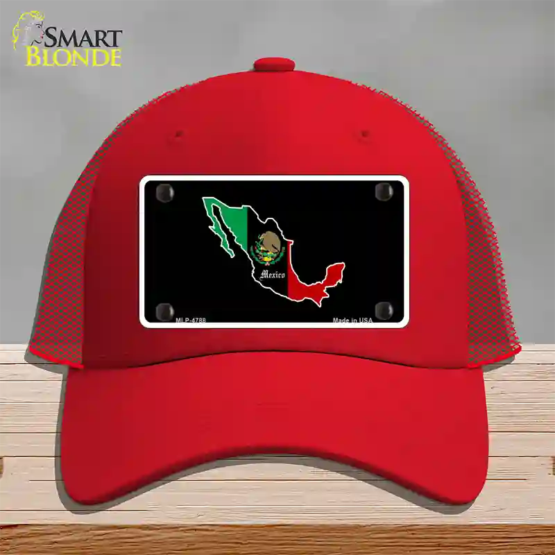 Mexico Outline Novelty License Plate Hat Mesh / Red