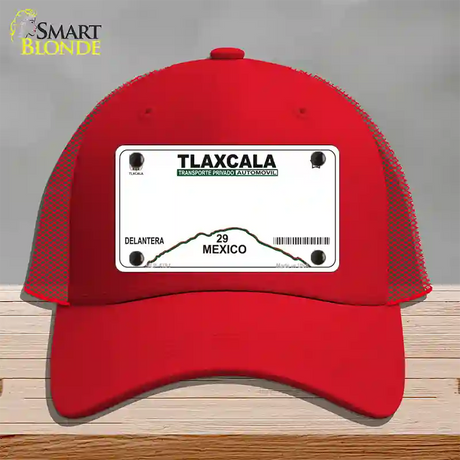 Tlaxcala Mexico Novelty License Plate Hat Mesh / Red