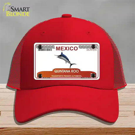 Quintana Roo Mexico Novelty License Plate Hat Mesh / Red