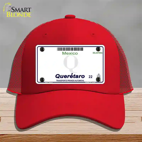 Queretaro Mexico Blank Novelty License Plate Hat Mesh / Red