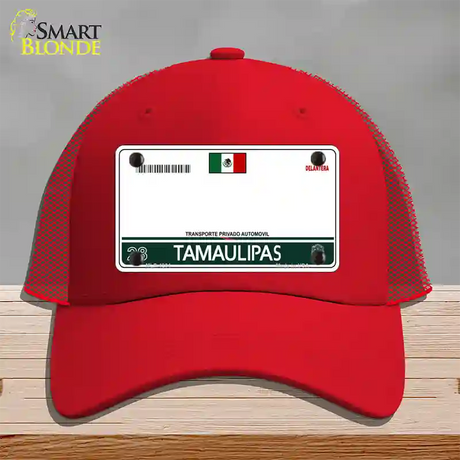 Tamaulipas Mexico Blank Novelty License Plate Hat Mesh / Red