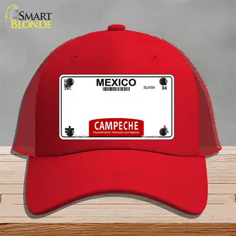 Campeche Mexico Blank Novelty License Plate Hat Mesh / Red