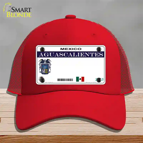 Aguascalientes Mexico Novelty License Plate Hat Mesh / Red