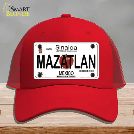 Mazatlan Mexico Novelty License Plate Hat Mesh / Red