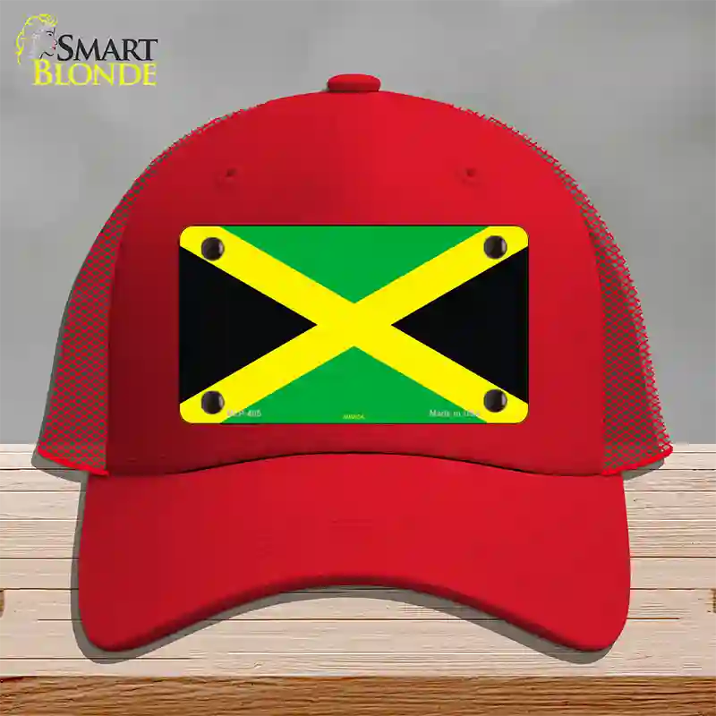 Jamaica Flag Novelty License Plate Hat Mesh / Red