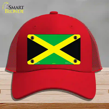 Jamaica Flag Novelty License Plate Hat Mesh / Red