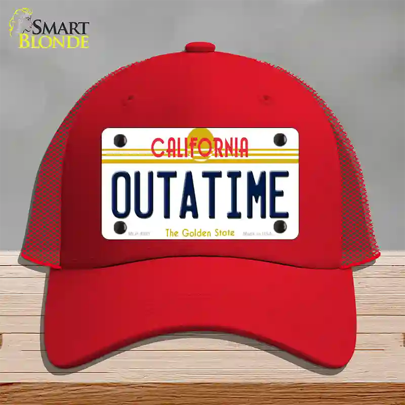 California Outtatime Novelty License Plate Hat Mesh / Red